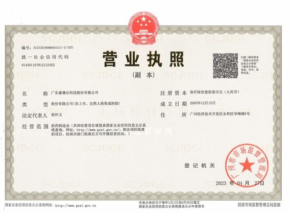 中国 GUANGDONG CARDLO BIOTECHNOLOGY CO., LTD. 認証